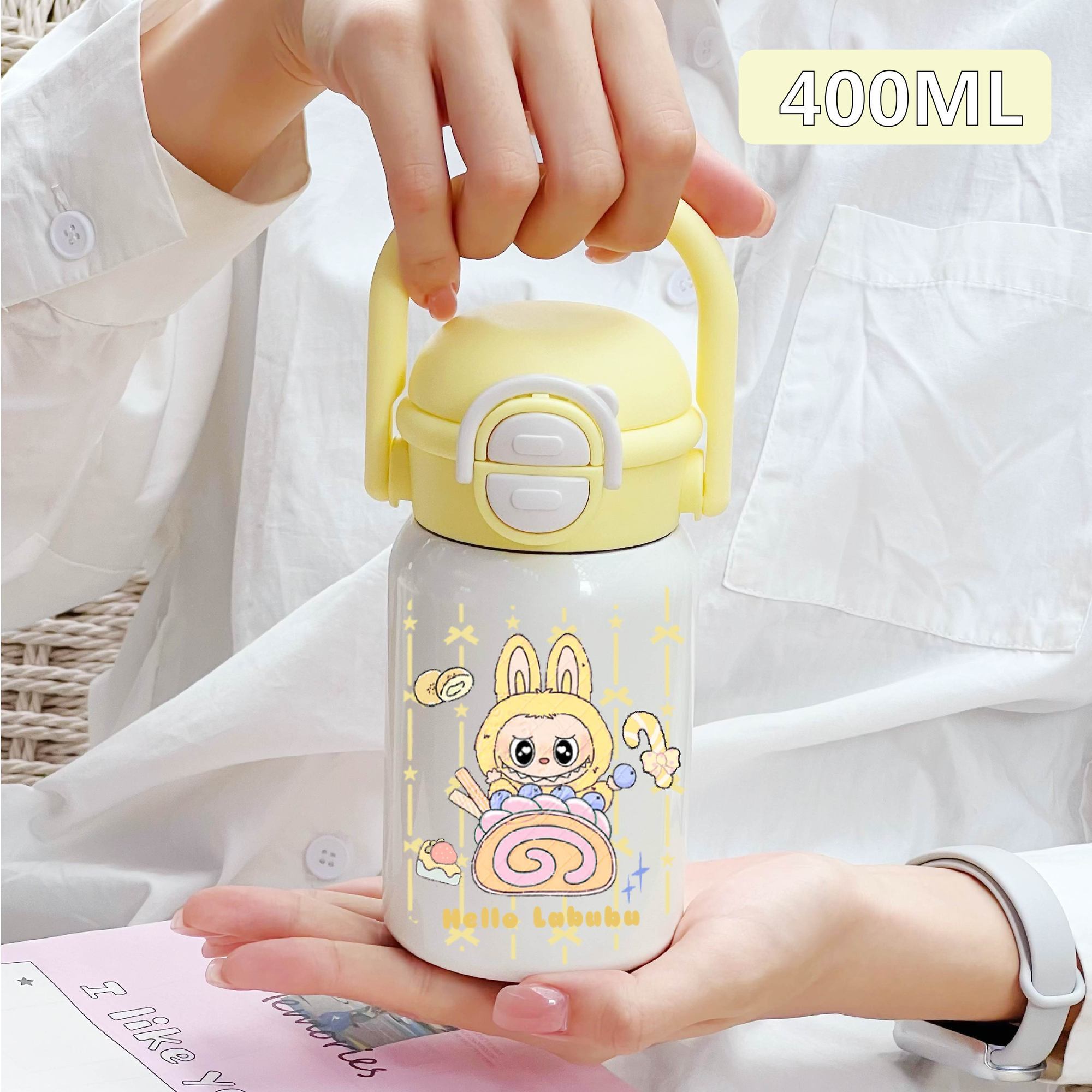 

Cute Labubu Portable Handle Water Cup, Children s Insulated Cup, Special Straw Cup for Boys, Girls and Students To Go To School brush + straw brush
