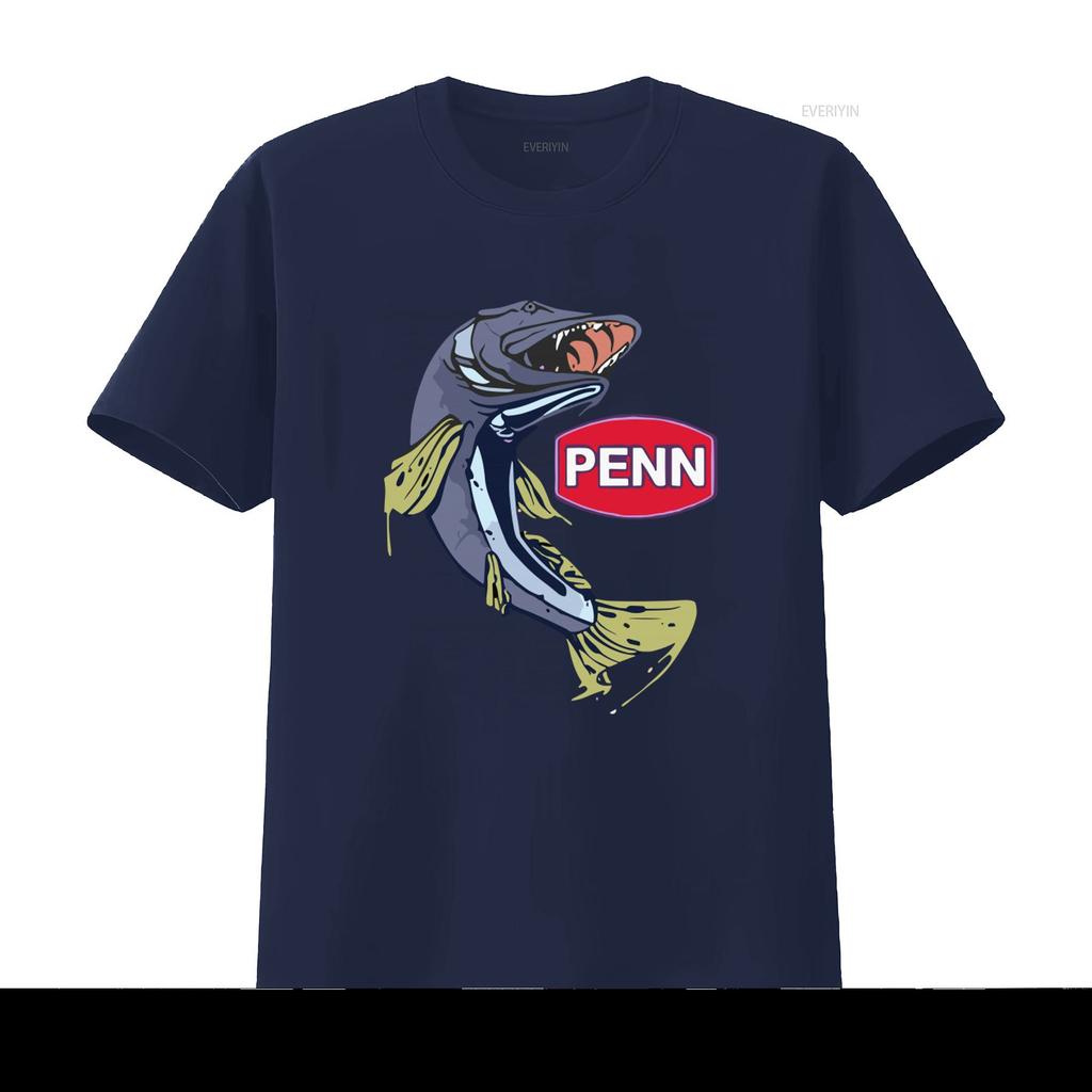 PENN Attrezzatura da Pesca Logo Aziendale Maglietta Nera da Uomo Taglia S 3XL con Stampa di Pesce Cool vintage Lavata Traspirante Comoda