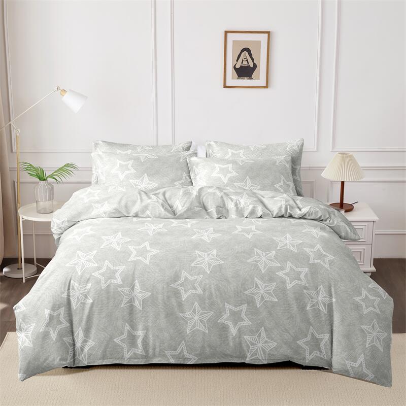 Kuup Bequemes Atmungsaktives Bettwäscheset Queen King Size Blumenmuster Flockierung Bettbezug Bettlaken Kissenbezug Bettwäscheset