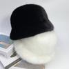 Women's Winter Hat Luxury Mink Cap Solid Fashion Bucket Domo Hat Soft Brim Outdoor Ushanka Russian Stylish Genuine Mink Fur Hat