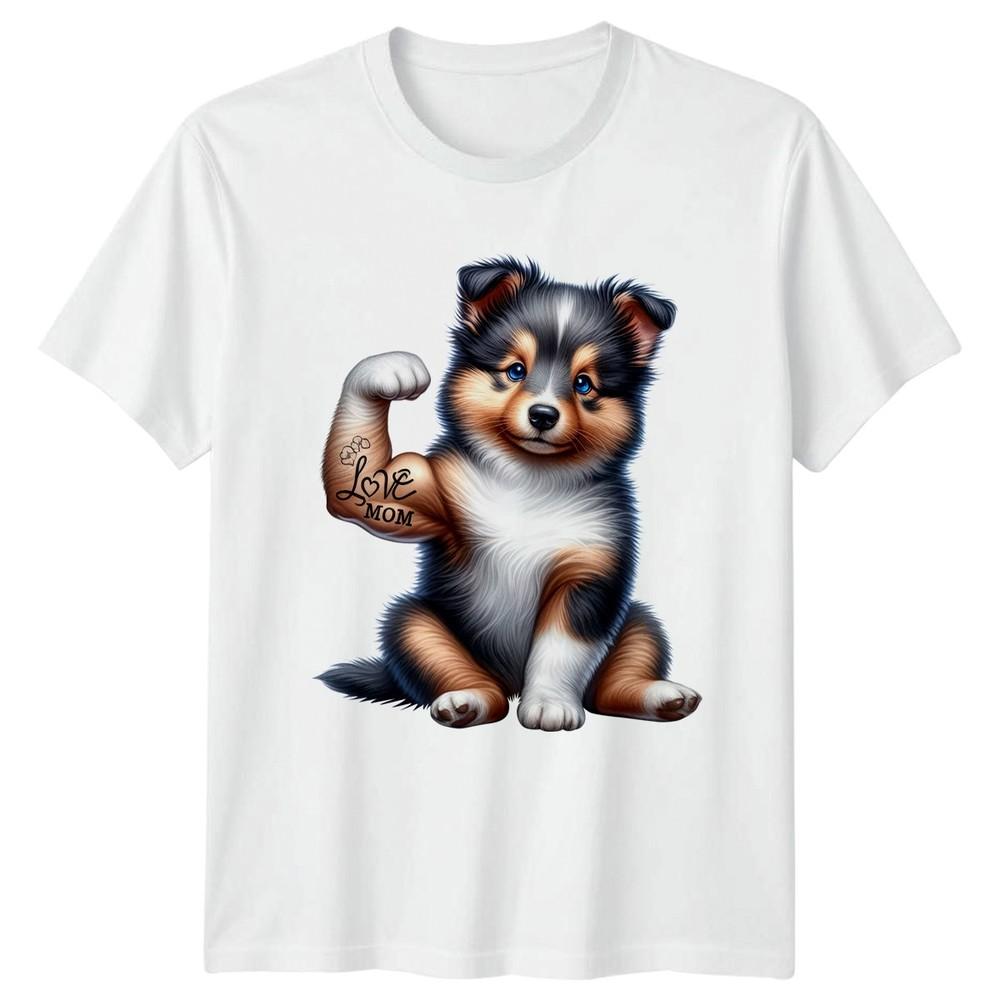 Love Mom Puppy Dogs Animals Unisexs TShirt Unisexs Graphic Tee Mothers Day S