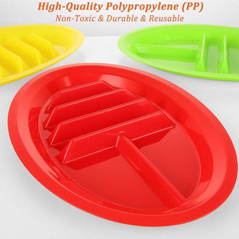 PGY 4/8 Packs Plastic Taco Plates for Party Large Taco Holder with 2 Dipping Areas Stand Up Divider for 3 Tacos Dishwasher Safe
