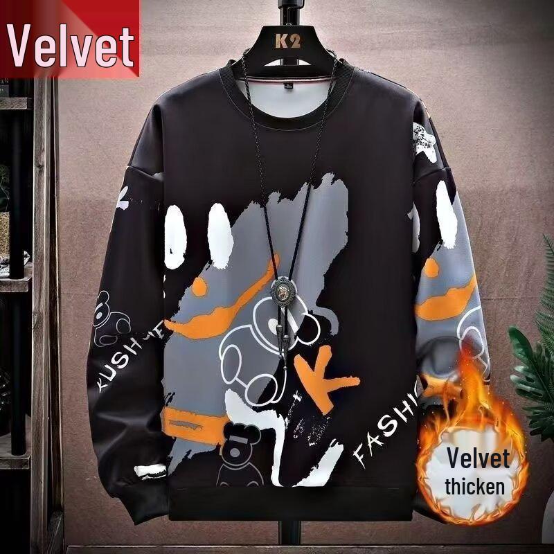 

Men s Crew Neck Fleece-Lined Sweatshirt - 2025 Autumn/Winter Collection, Warm & Loose Fit, American Style Sportswear. Extra Extra Extra Large