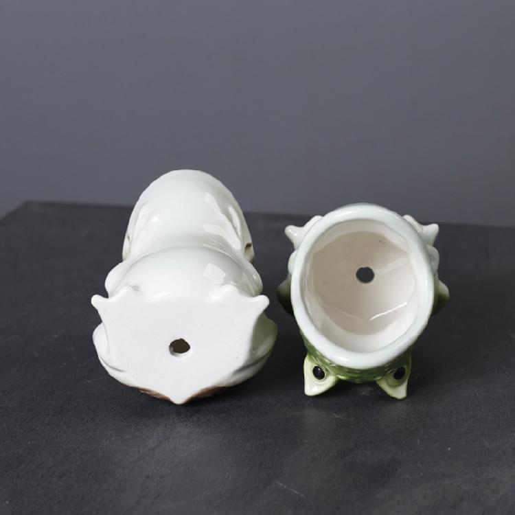 Decorative Frogs Inspiring Ceramic Planting For Miniature Green-plant Ideal For Office Desk Or Shelf Display