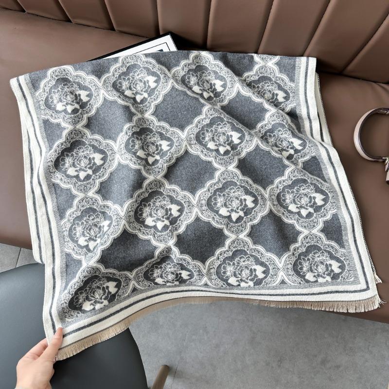 Design sense versatile accessories large shawl thickened warm scarf elegant celebrity shawl outer scarf