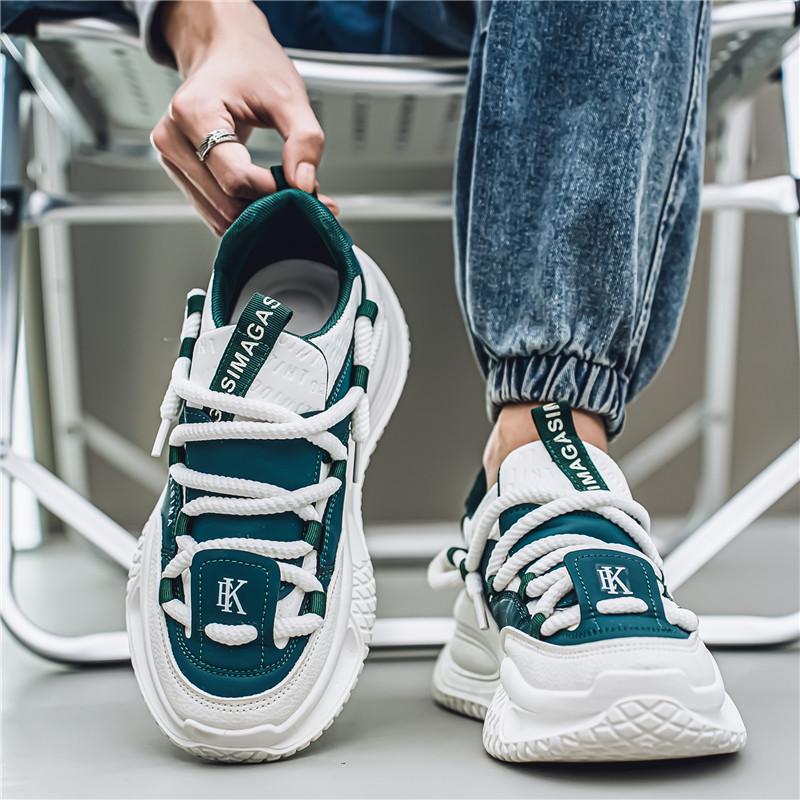 

Men s shoes 2025 fashion new leather casual sneakers thick-soled heightened comfortable student dad tide shoes No. 46 46