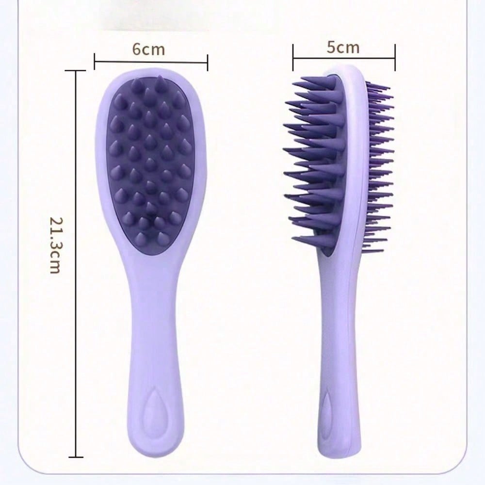 1pcs Long-Handled Double-Sided Shampoo Brush, Silicone Soft-Tooth Scalp Massage Comb, Wet And Dry Cleaning Wonder Tool