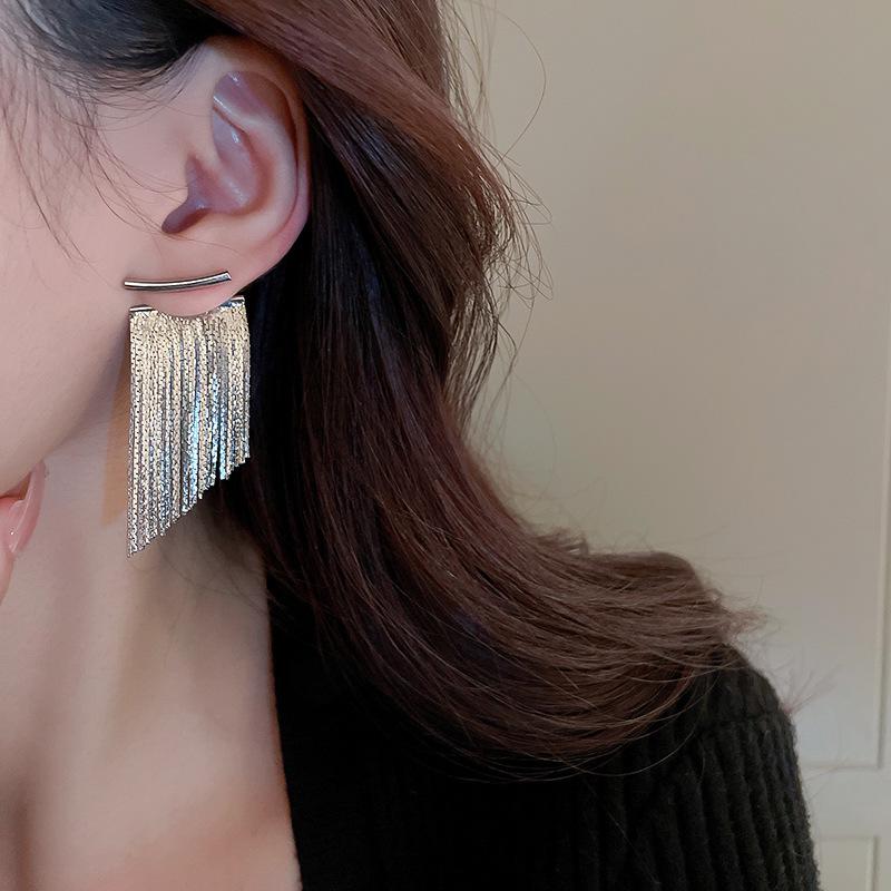 French Elegant Copper & Silver Tassel Stud Earrings