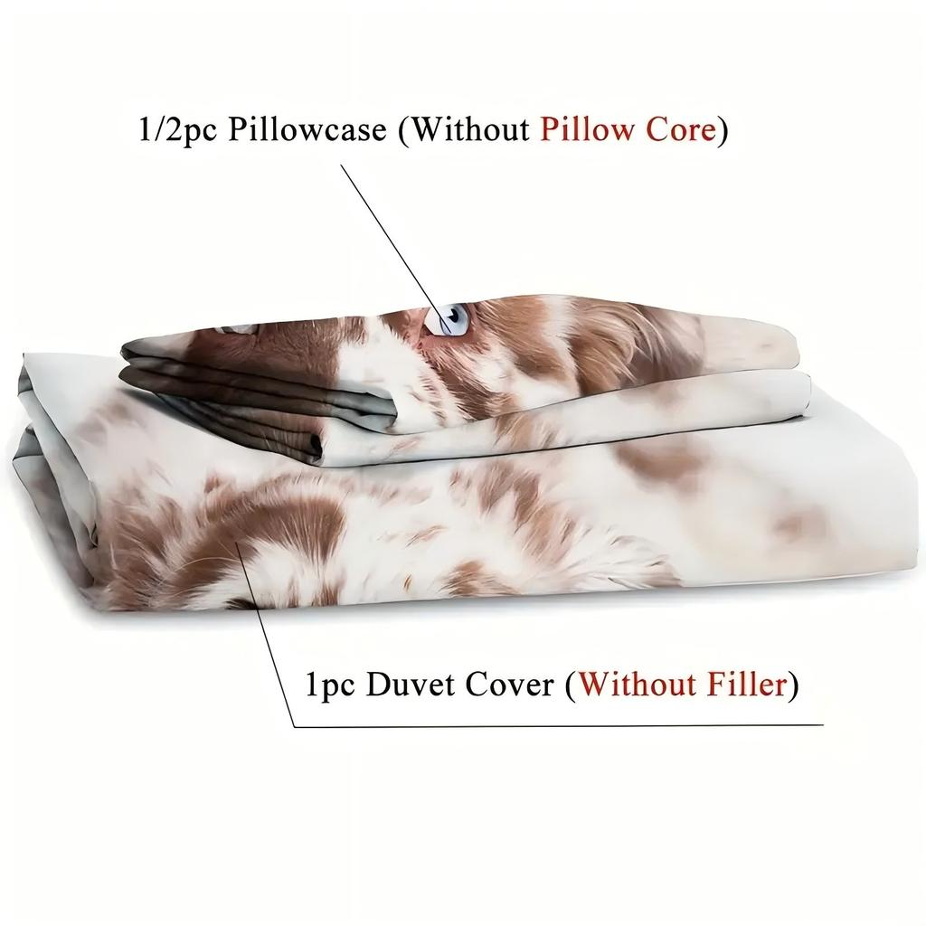 Vzor psa 3D tištěný povlak na lůžkoviny Zvířecí téma Sada povlaku na přikrývku Měkký pohodlný polyester Roztomilý styl Povlak na přikrývku Povlak na polštář