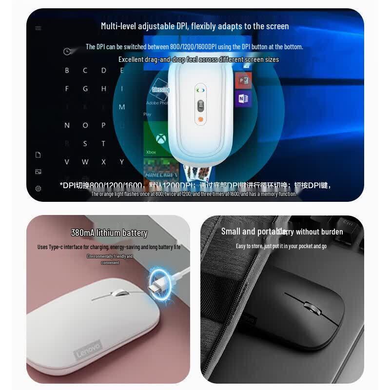 Lenovo Air Handle Rechargeable Dual-Mode Wireless Mouse