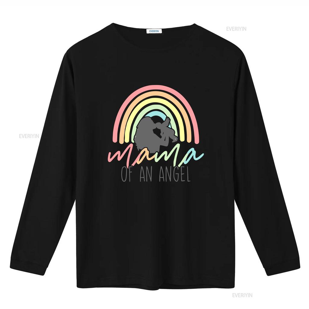 Mama Of An Angel Pastel Rainbow Baby Loss Memorial Print Casual T Shirt Vintage Washed Graphic Fashion Slightly Soft