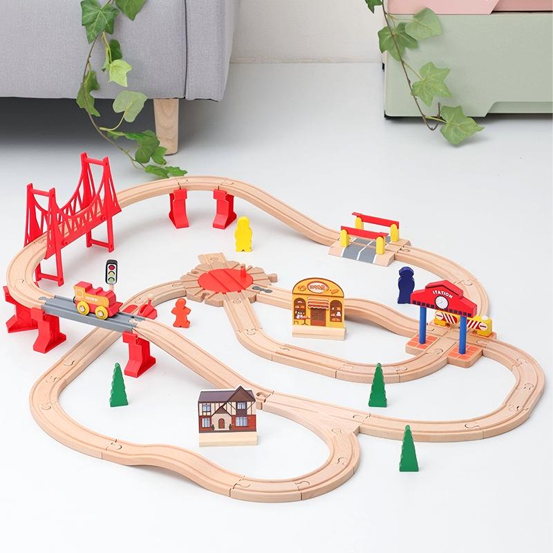 All Kinds of Wooden Track Set Wooden Railway Train Tracks Compatible with All Brands Wood Tracks Train Toys for Kids Gifts