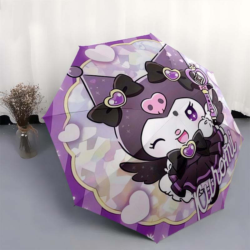 Kuromi,Cute Automatic Umbrella-Foldable, Durable 8-Bone Design, Compact and Stylish, Great for Camping, Halloween, Christmas, Mother's Day T