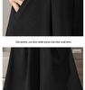 Petite High-Waist Wool Flannel Wide-Leg Pants with Flared Skirt Overlay - Autumn/Winter Fashion.