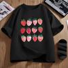 Kinder Sommer Rundhals Kurzarm T-Shirt mit Erdbeer-Grafikdruck