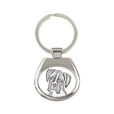 Boxer, German Boxer III - Keychain with a Dog, Keychain with a Print, Personalized Pendant from the Brand
