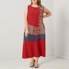 Women Summer Crew Neck Patchwork Sleeveless Tank Dress