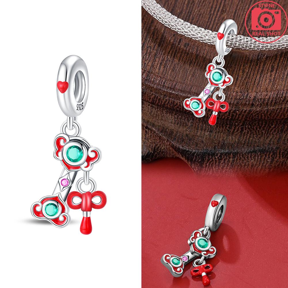 Authentic Copper Color God of Wealth Lucky Cat Lantern Lion Dance Charm Bead Charms Bead Charms Compatible With Bracelets Do It Yourself New Years Je