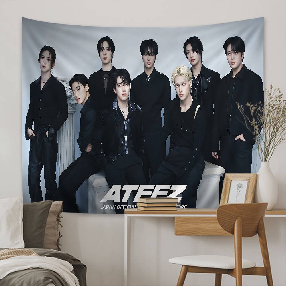 1pc Classic KPOP Hot Aateez Singer Hippie Wall Hanging Tapestries Art Science Fiction Room Home Decor Kawaii Room Decor