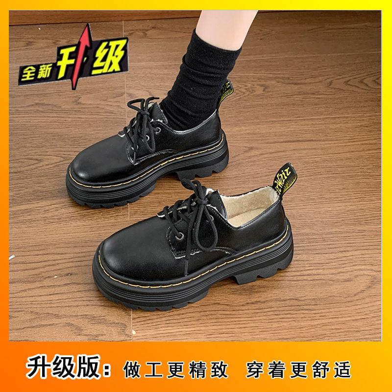 

Brown retro British style platform small leather shoes women s versatile round head heightening lace-up single shoes 2025 new spring and autumn 40