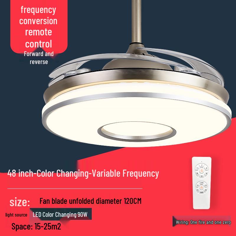 Smart Variable Frequency Ceiling Fan with Chandelier for Living Room, Bedroom, and Restaurant