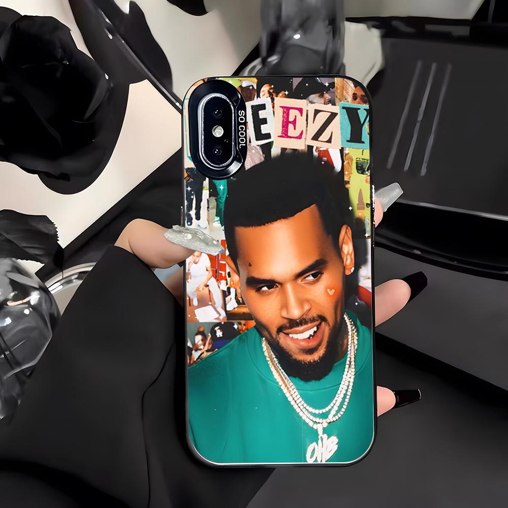 Singer Chris Brown Phone Case For IPhone 17 Air 16 E 15 14 Plus 13 12 11 Pro Max Colored Silver Cover