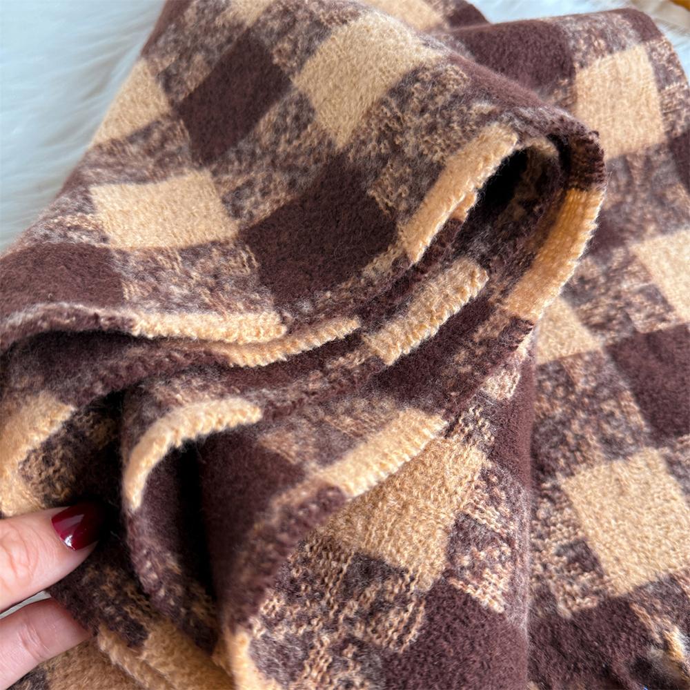 Women Lattice Imitation Cashmere Scarf Autumn And Winter Thick Fashion Warm Wild Scarf Shawl Tassel Scarves Bufanda Blanket