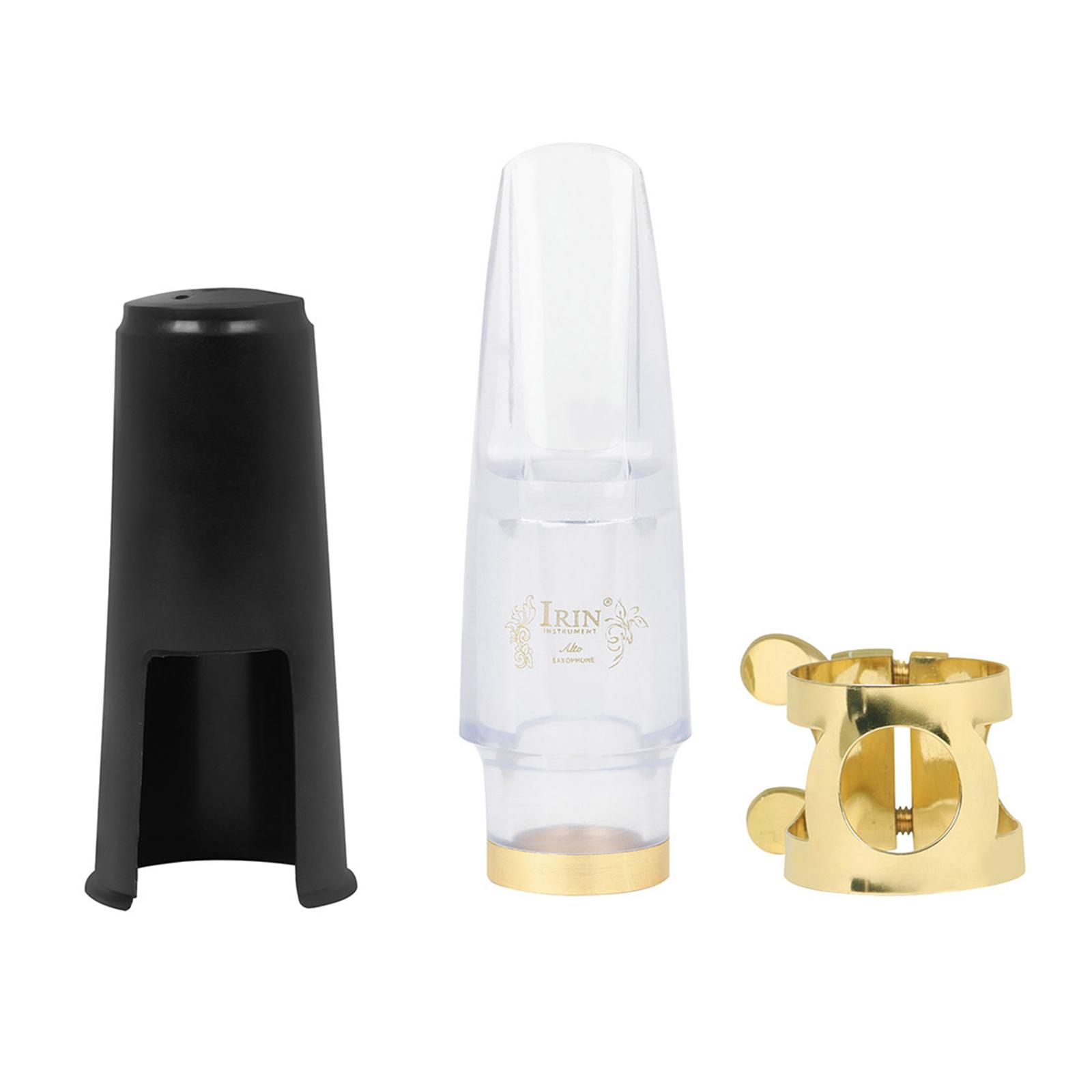 

Saxophone Mouthpiece Set ABS 4C Mouthpiece Plastic Cap Gold Lacquered Ligature Suitable for Beginner and Intermediate 1