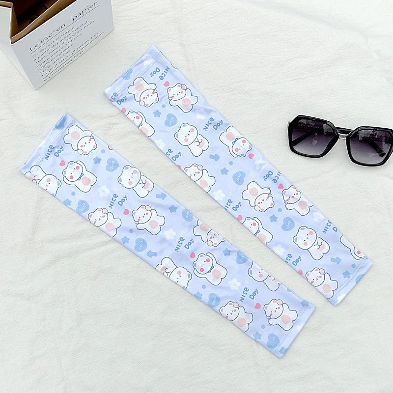 Women's Cute Korean Style Ice Silk Sleeves: Summer UV Protection & Breathable for Outdoor Cycling