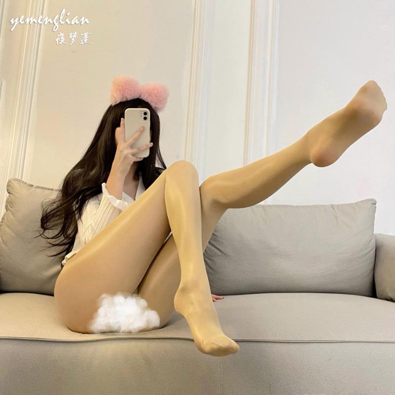 Sex Underwear Stockings, Oily Socks, Sexy Transparent Oily Bare Ammonia Core Silk One-piece Open Crotch Closed Crotch Socks One-piece Socks