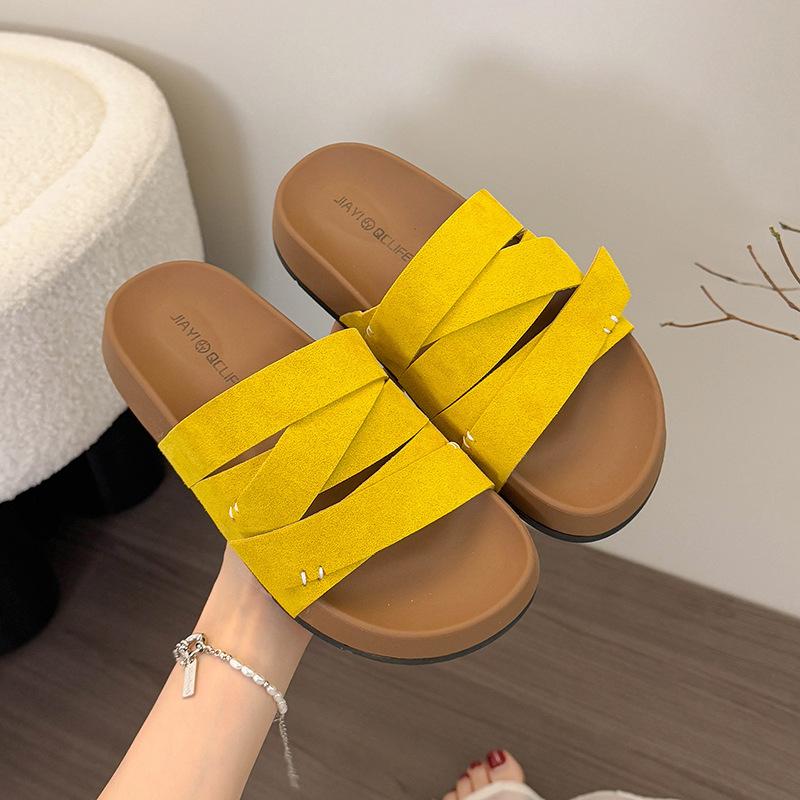 Thick bottom heightening outer slippers women's 2025 summer new high-end skirt non-slip breathable beach cool slippers