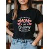 Women's Mom & Granny Multicolor Heart Graphic Tee Black Crew Neck Short Sleeve Umbrella Hem Soft Casual Regular Fit Gift Top