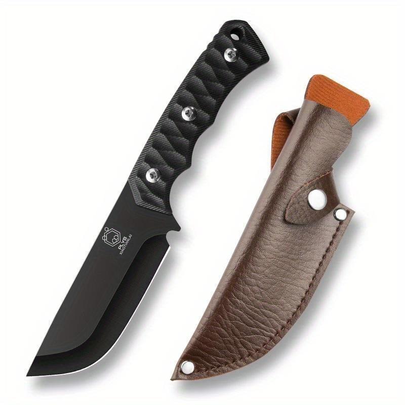 

1 шт. Нож из нержавеющей стали с черным лезвием и изысканным чехлом-резаком - для домашней готовки и пикников на открытом воздухе, многоцелевой обвалочный нож чёрный