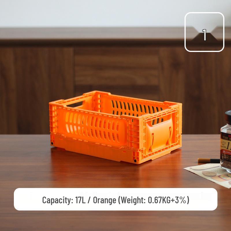 Foldable Industrial Style Plastic Storage Basket for Camping, Bathroom, Kitchen, and Sundries