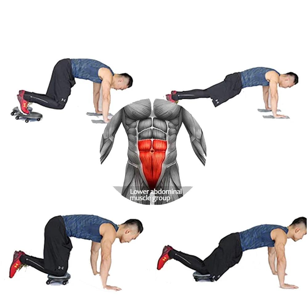 Fitness Bauchmuskel-Gleit-Scheibe 4-Rad Bauchmuskel-Radroller Bauchmuskeltrainer Bodybuilding-Scheibe Stumme Gleitplatte Bauchmuskel-Trainingsgerät