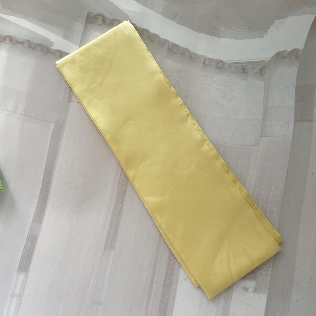 Navy Blue Solid Silk Ribbon Belt with Skirt Decoration