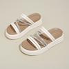 CRLAYDK Sandals for Women Platform Shoes Summer Comfortable Dressy Ladies Strap Rhinestone Slides Leather Beach Casual Slippers