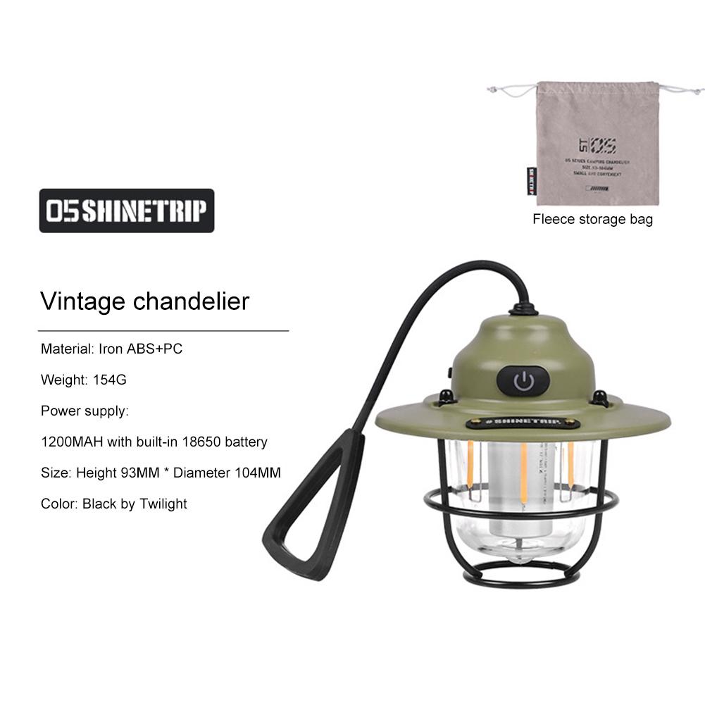 LED Decorative Hanging Lights Waterproof Retro Camping Tent Light Battery Indicator with Hook Dimmable for Outdoor Equipment