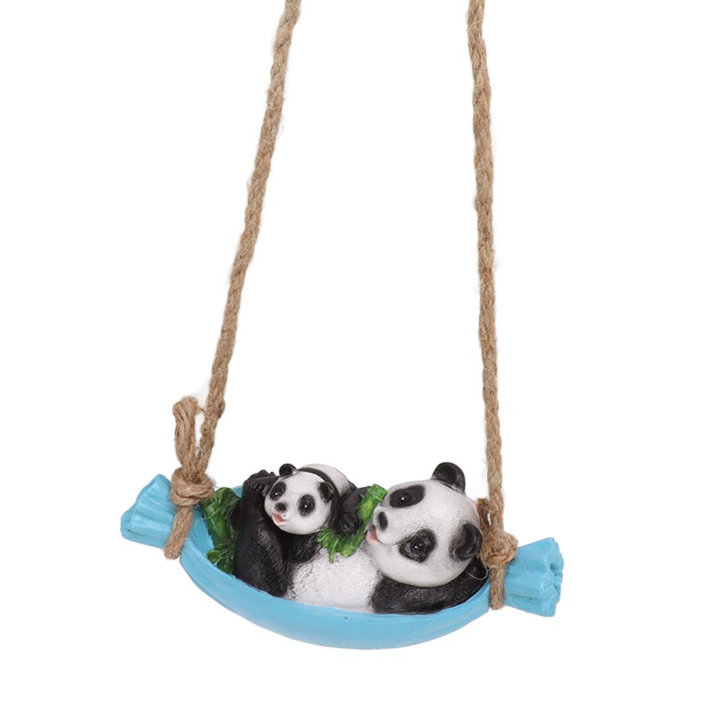 Swing Panda Statue Mother and Baby Panda Lying On The Swing Resin Simulation Animal Garden