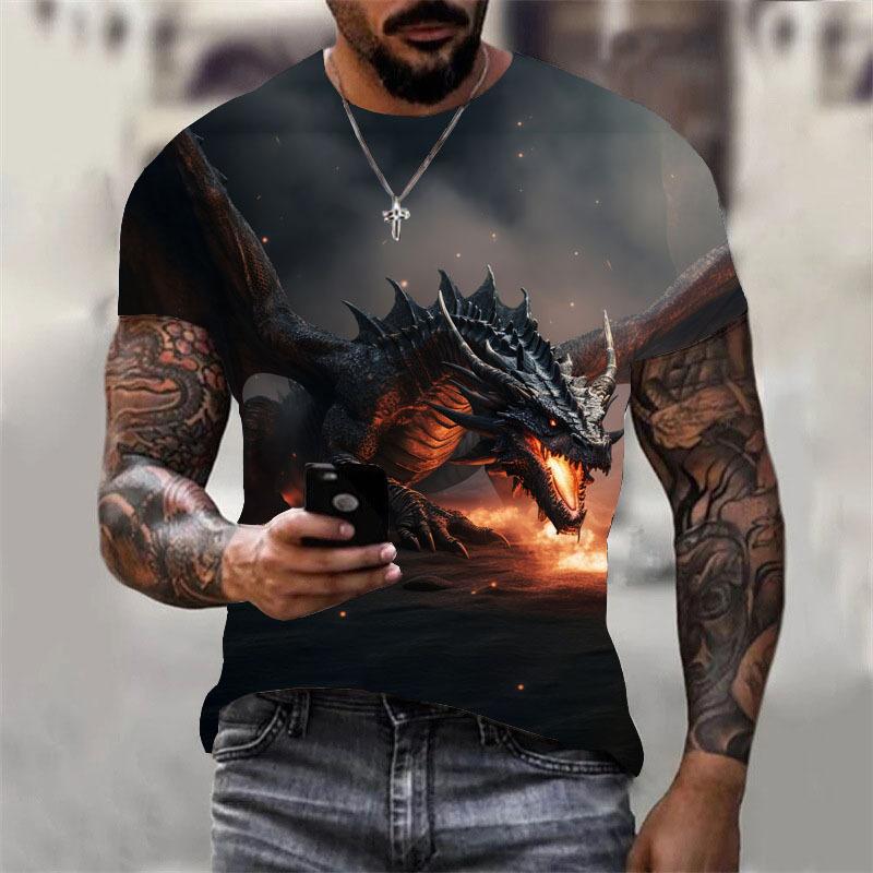 Creative Animal Dragon 3D Printed Short Sleeved T-shirt Fashionable Comfortable Soft Breathable Large Loose Wonens T-shirt