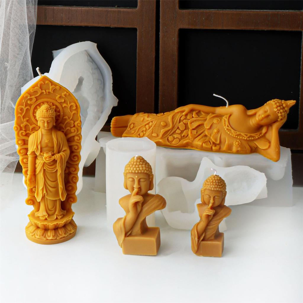 Multifuntional Silicone Molds Artistic Molds Buddhas Shape Silicone Candle Molds Easy Demolding Mold for Making Candle
