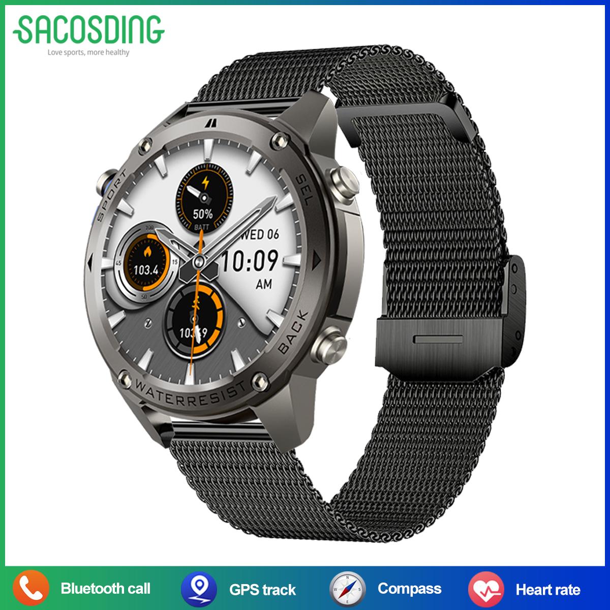 

SACOSDING Реальное местоположение GPS Смарт-часы AMOLED Компас Высота Давление воздуха Bluetooth Вызов Мировое время 500 мАч Спортивные часы-трекер для активного отдыха