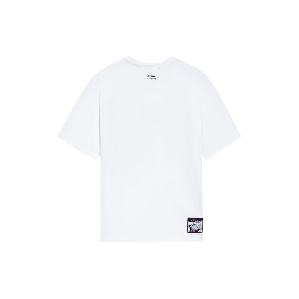 Li Ning X Disney Cartoon-Print Buchstabenmuster Rundhals-T-Shirt Damen Tops Weiß AHSS260-3