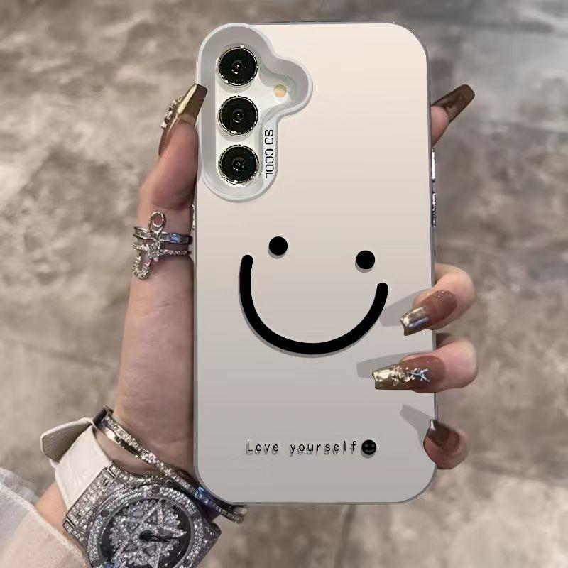 Für Samsung Galaxy S25 S24 S23 Ultra S22 Plus S21 FE Hülle Farbe Silber Lachende Wangen Abdeckung Für A56 A55 A54 A53 A36 A25 A24 Funda