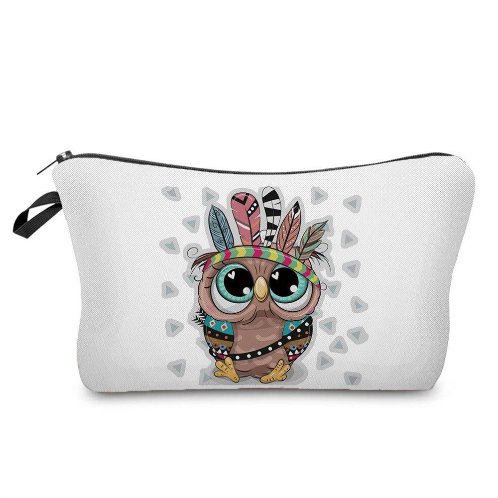 Women Owl Print Cosmetic Bag Toiletries Organize Travel Storage Case 6697