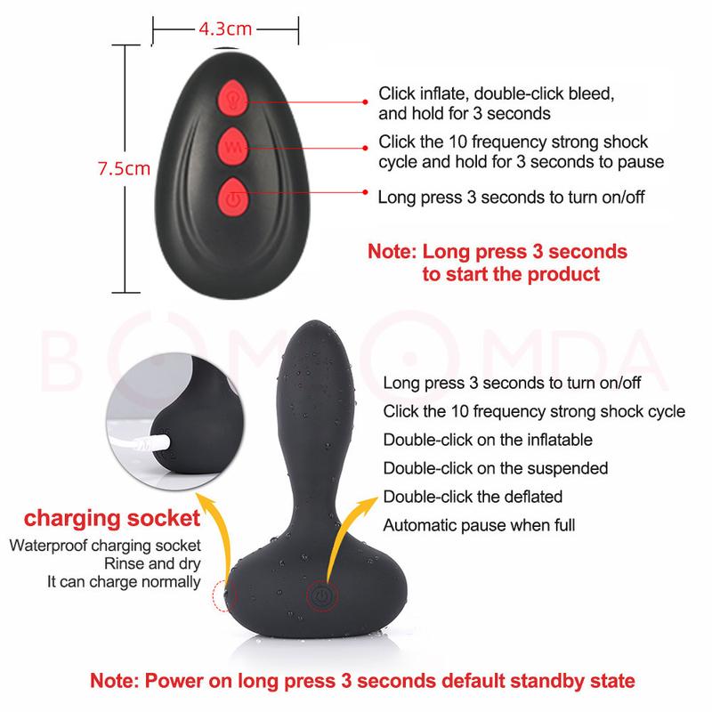 Anal Plug Inflatable Man Prostate Vibrator Massager Remote Male Vibrator Sex Anal Vibrators Sex Toys Huge Creampie Dildo for Men