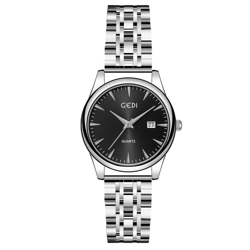 Couple Classic Steel Belt Watch Simple High-End Calendar Waterproof Quartz Watch High-Value Watch