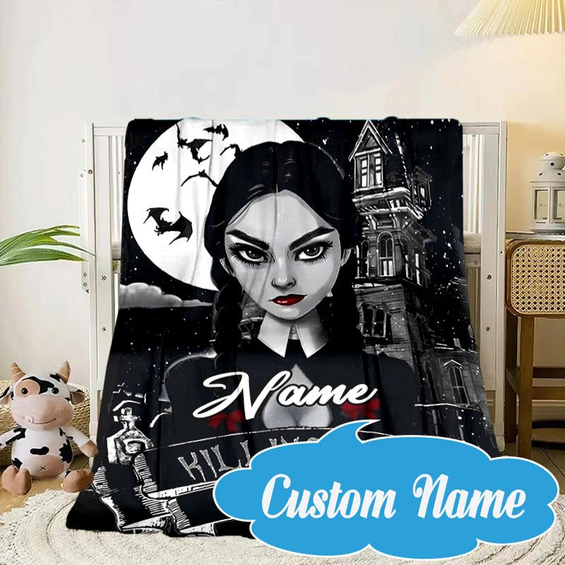 Benutzerdefinierter Name Nightmare Addams Decke Bett Sofa Decke Flanelldecke für Camping, Wandern, Picknick Zubehör, Geschenk für Fan Familie