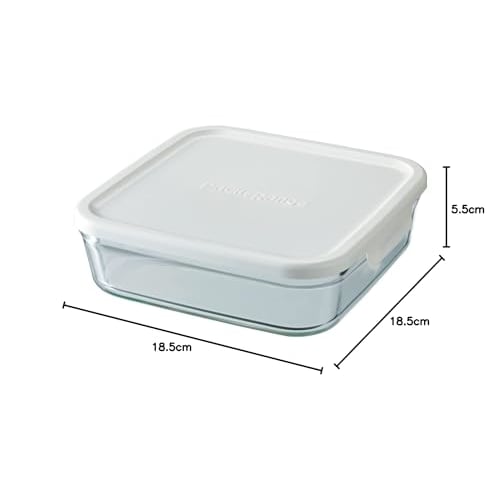 Iwaki Pack & Microwave Storage Container, Shallow, Large, 1.2L, White, Freezer-Safe, Oven-Safe, N3248-W