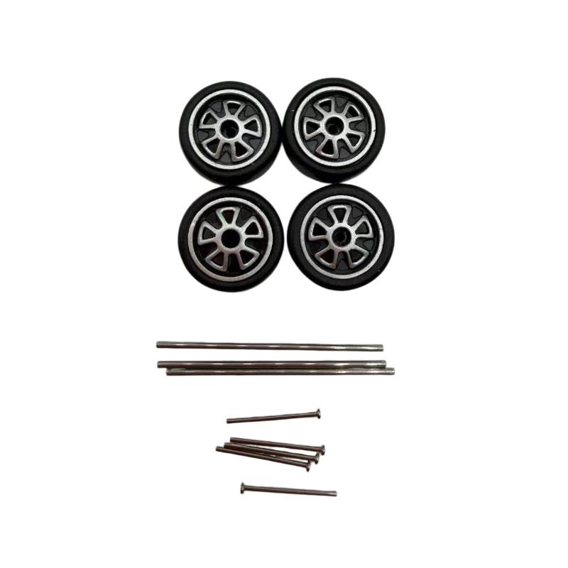 1 Set Diy Accessories 1/64 Model Wheels With Slicks Rubber Tires For Toy Model Petal Wheel Diecast Cars Refiting Parts